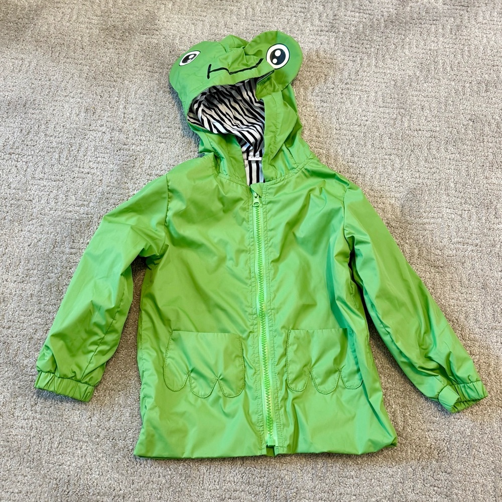 Green Frog Rain Jacket Hooded Waterproof Coat Size 24M